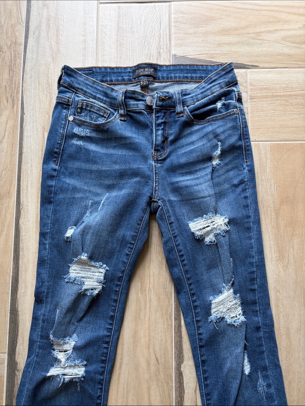 Judy Blue Dark Blue Distressed Skinny Jeans